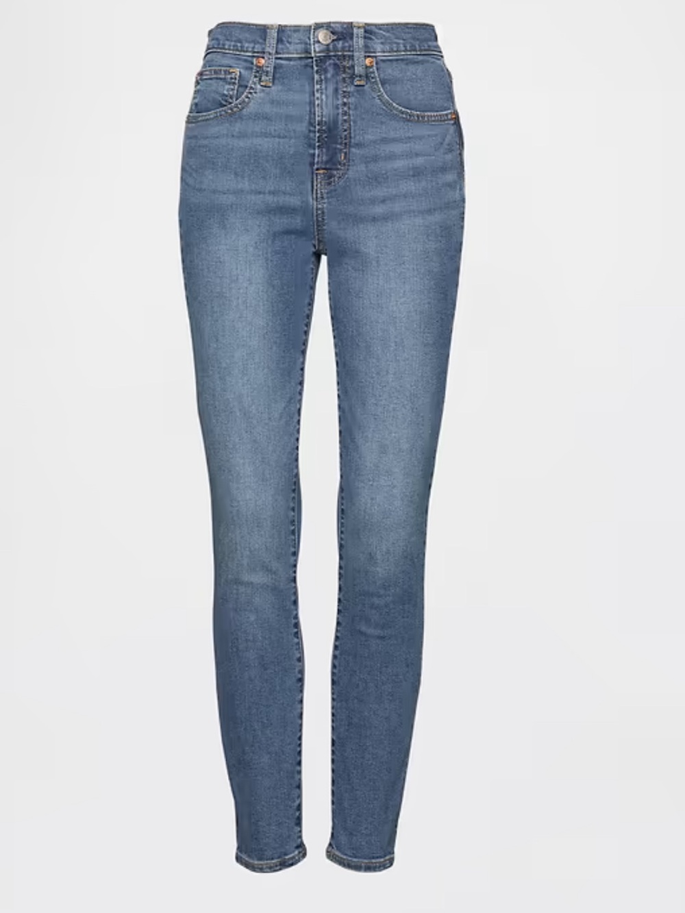 GAP True Skinny High Rise Leggings Jeggings Denim Whiskered Jeans Blue 32 14 L